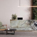 Modern home bathroom with bathtub against wooden paneling